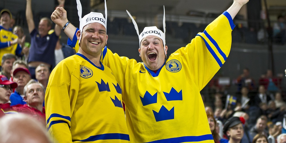 Svenska supportrar under hockey VM 2018